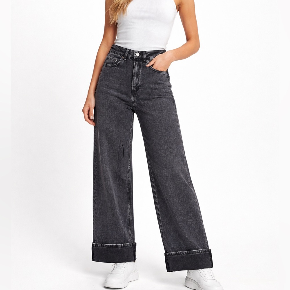 JJXX Jack & Jones women’s‎ Wide Leg High Waist Jeans Washed Black W27 L32